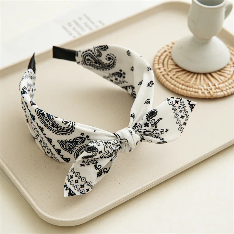 Paisley Knot Bandana Headband – Cute Rabbit Ear Hair Wrap for Women & Girls