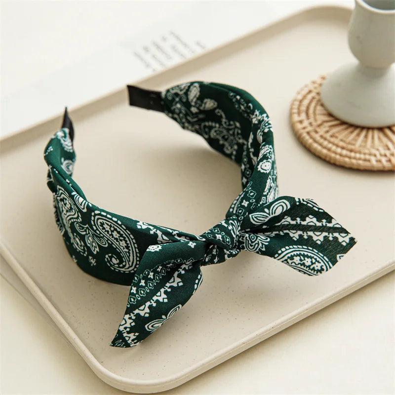 Paisley Knot Bandana Headband – Cute Rabbit Ear Hair Wrap for Women & Girls