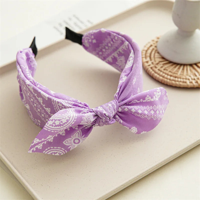Paisley Knot Bandana Headband – Cute Rabbit Ear Hair Wrap for Women & Girls