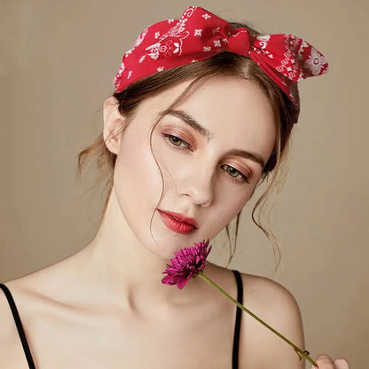 Paisley Knot Bandana Headband – Cute Rabbit Ear Hair Wrap for Women & Girls