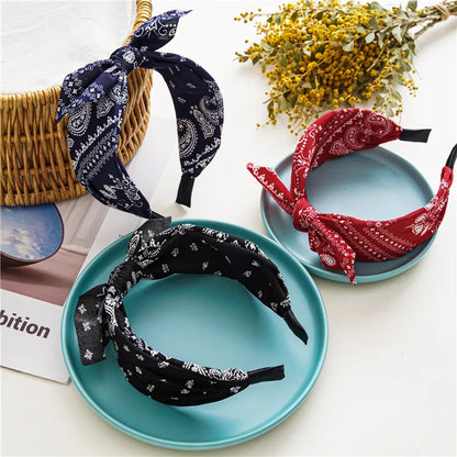 Paisley Knot Bandana Headband – Cute Rabbit Ear Hair Wrap for Women & Girls
