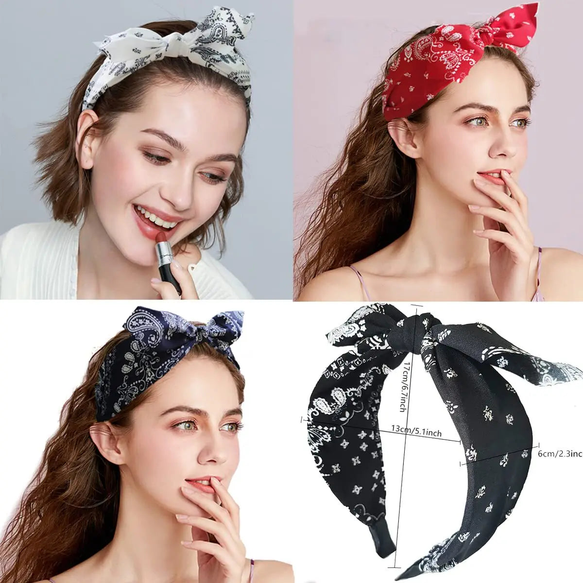 Paisley Knot Bandana Headband – Cute Rabbit Ear Hair Wrap for Women & Girls
