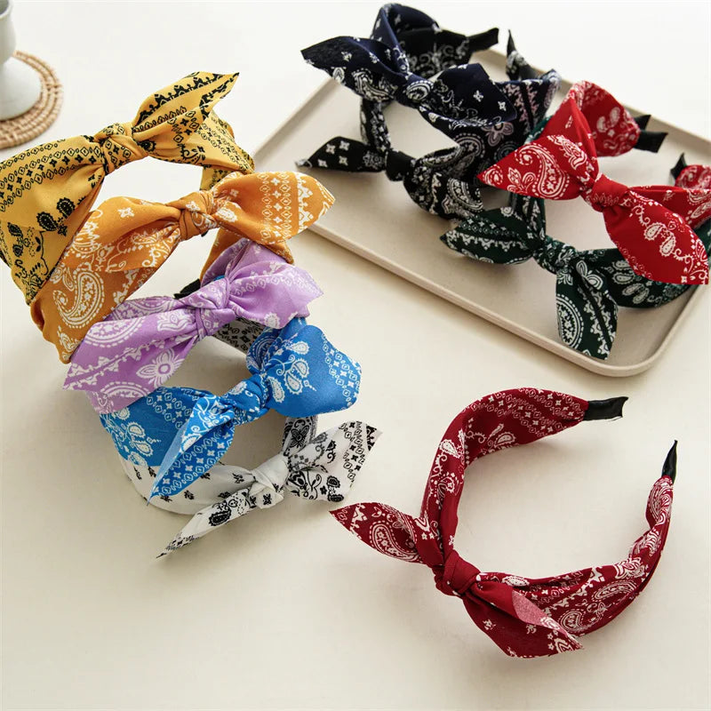 Paisley Knot Bandana Headband – Cute Rabbit Ear Hair Wrap for Women & Girls