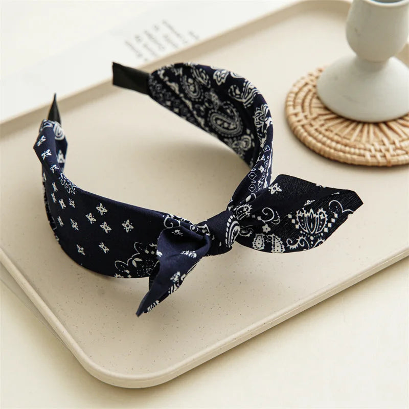 Paisley Knot Bandana Headband – Cute Rabbit Ear Hair Wrap for Women & Girls
