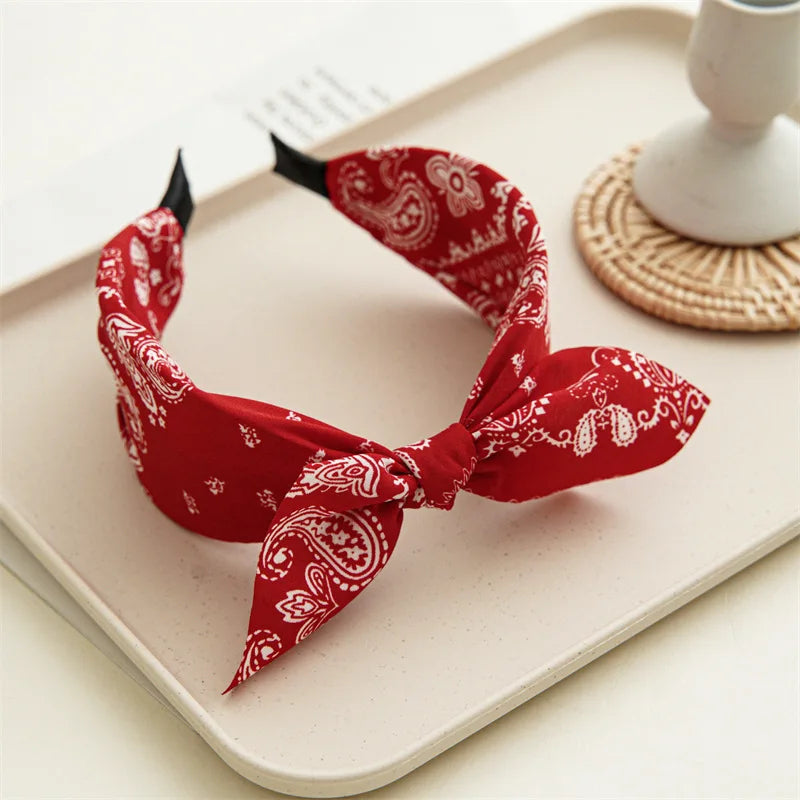 Paisley Knot Bandana Headband – Cute Rabbit Ear Hair Wrap for Women & Girls