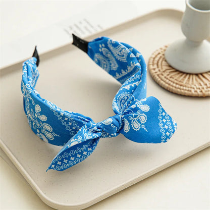 Paisley Knot Bandana Headband – Cute Rabbit Ear Hair Wrap for Women & Girls