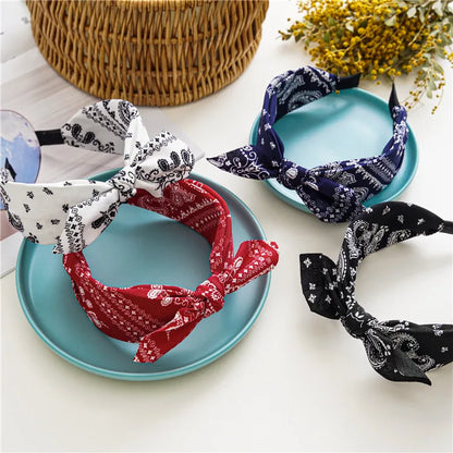 Paisley Knot Bandana Headband – Cute Rabbit Ear Hair Wrap for Women & Girls