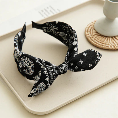 Paisley Knot Bandana Headband – Cute Rabbit Ear Hair Wrap for Women & Girls